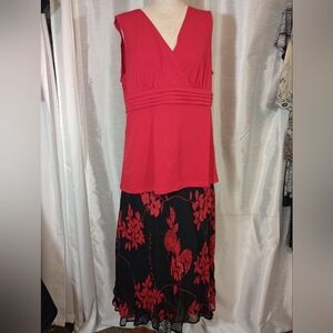 Mini Skirt+Tank Top Set, TAG, M. Collection Black+Red Floral/JKLA Tank Top,14-16